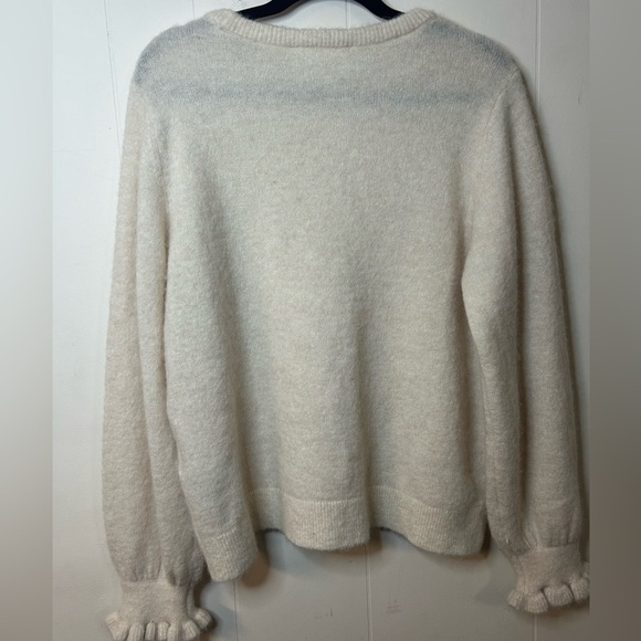 Selected Femme, size XXL wool/alpaca cream long sleeve frilled cuff sweater - Picture 7 of 8